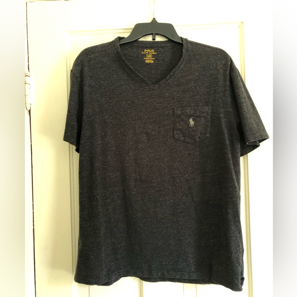 Polo by Ralph Lauren Charcoal V-Neck Pocket Tee